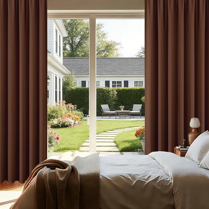 CUCRAF Brown Blackout Curtains 63 inch Length 2 Panels Set, Rod Pocket Room - Image 8