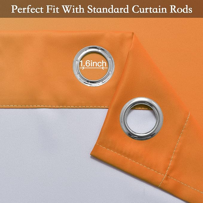 SimpleHome Ombre Orange to Grey White Curtains - Image 4