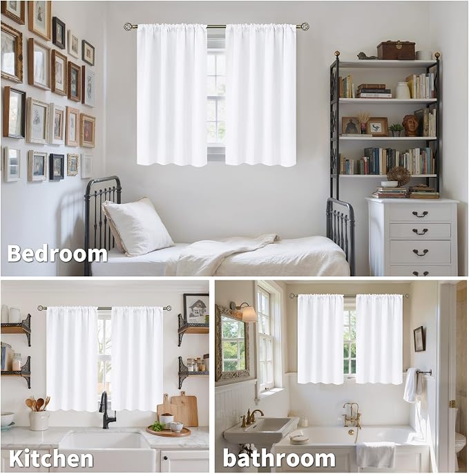 BGment Pure White Curtains 40 Inches Length - Image 3