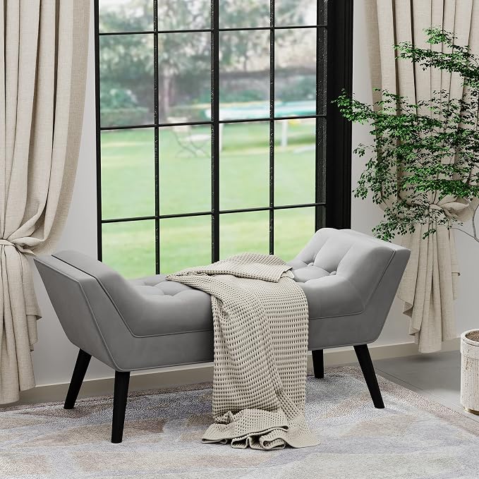 Tufted Bed Bench Fabric Ottoman Footstools - Image 8