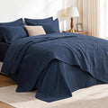 Love's cabin King Quilt Set Navy, Bed in a Bag King Size Bedding 7 Pieces by Lovescabin