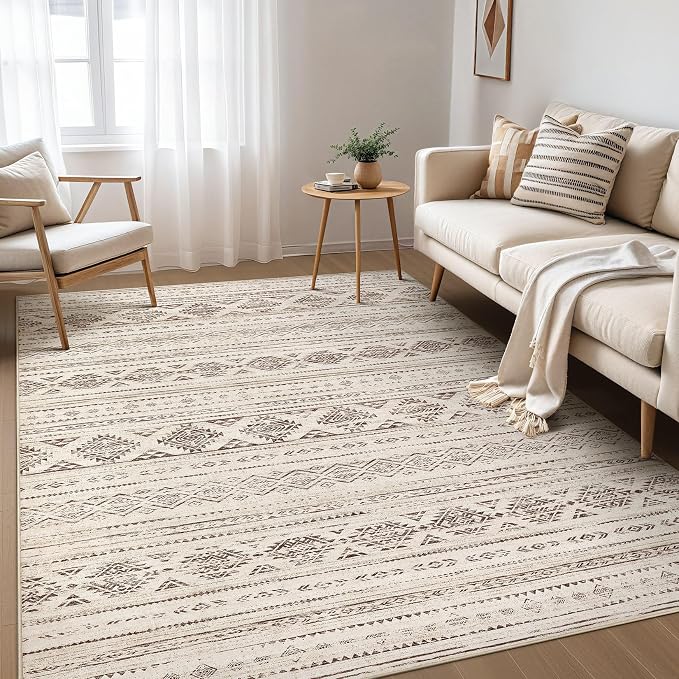 Nakagishi Boho 5x8 Area Rug Living Room Rugs Machine Washable Dark Brown | Soft by NakagishiAreaRug