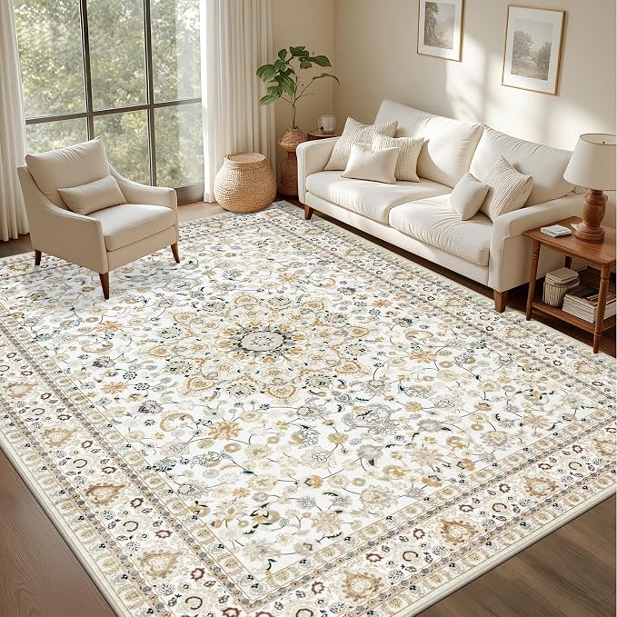 9x12 Area Rugs Living Room: Washable Vintage Rug - Image 3