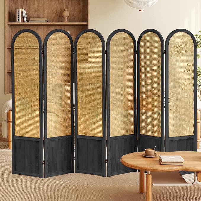 Rattan Room Divider, 6 Panel Folding Room Screen Divider, Foldable Room - Image 6