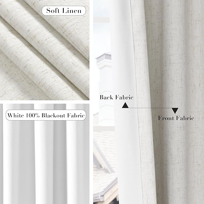 Extra Long 100% Blackout Linen Curtains - Image 5