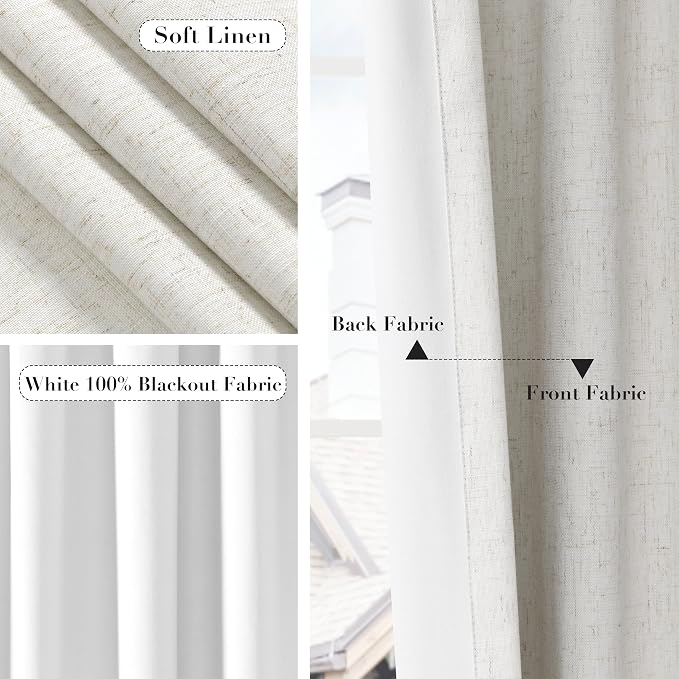 Extra Long 100% Blackout Linen Curtains - Image 5