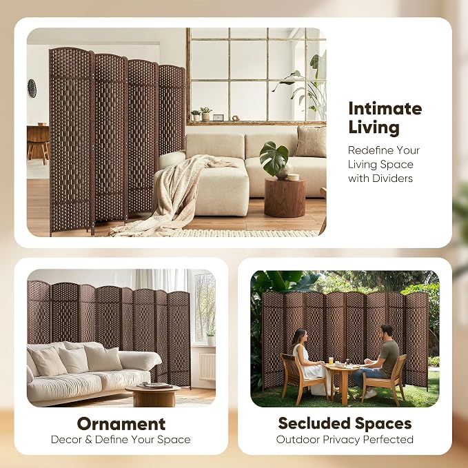 8 Panel Room Divider, Privacy Screen & Room Separation, Extra Wide | Paper - Image 7