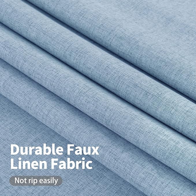 YoungsTex Light Blue Linen 100% Blackout Curtains 84 Inch Length - Image 5
