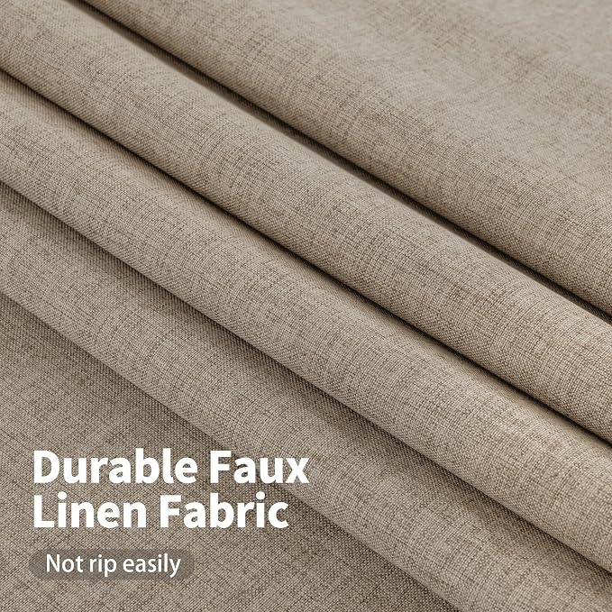 YoungsTex Taupe Burlap Linen Blackout Curtains - Image 4