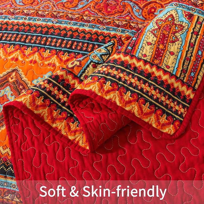 BEDIFANY Orange California King Quilt Set - Image 4