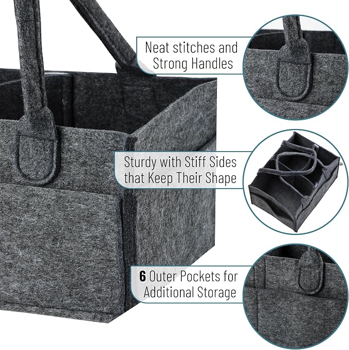 Mr. Pen- Baby Diaper Caddy Organizer, Charcoal Gray | Nursery Storage Bin and - Image 3