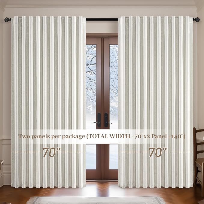 QJmydeco Butter Cream Extra Wide 70 Floor to Ceiling Blackout Curtains - Image 7