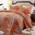 3 Pieces California King Size Quilt Set Burnt Orange Rust Oversized 120x120 by LEAONME