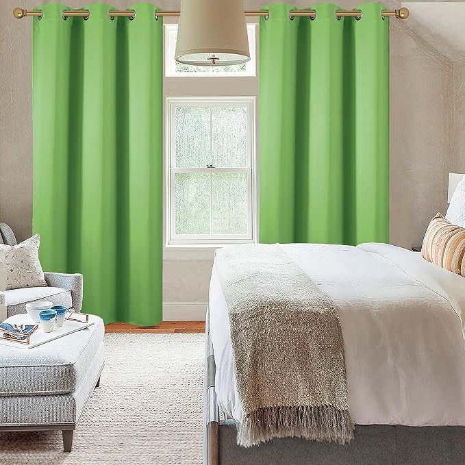 Diraysid Light Green Grommet Blackout Curtains - Image 4