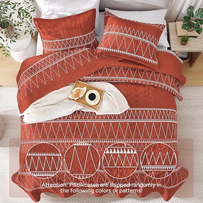 Burnt Orange Oversized Super King Quilt Set - Image 3