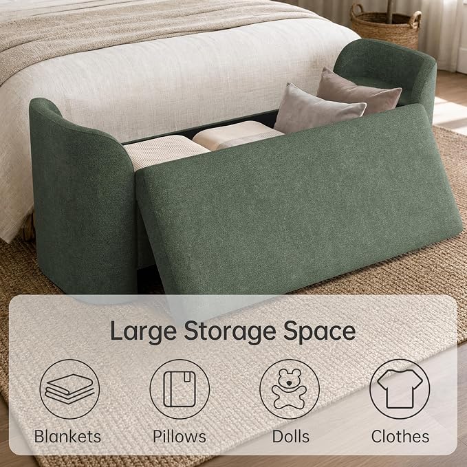 Usaint 58.3" Upholstered Storage Ottoman Bench - Image 7