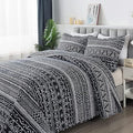 3-Piece Queen Quilt Set Striped Pattern Microfiber Soft Lightweight Bedding Set by Travan