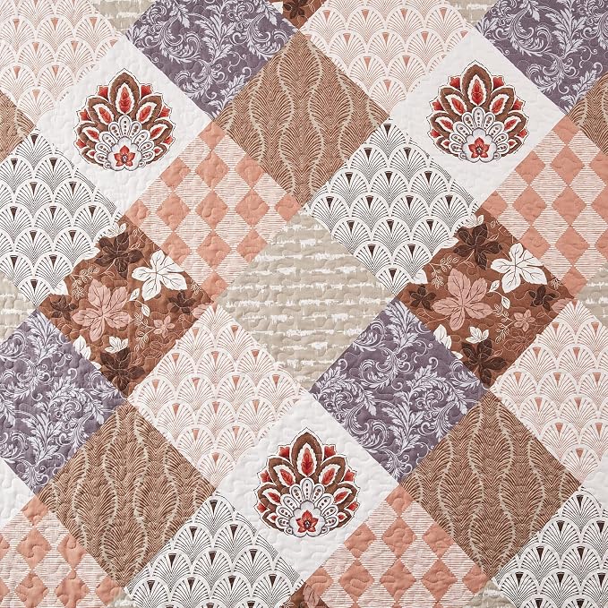 Full/Queen Size Quilt Set 3 Pieces Lightweight Reversible Bedspread-90''x98'' - Image 5