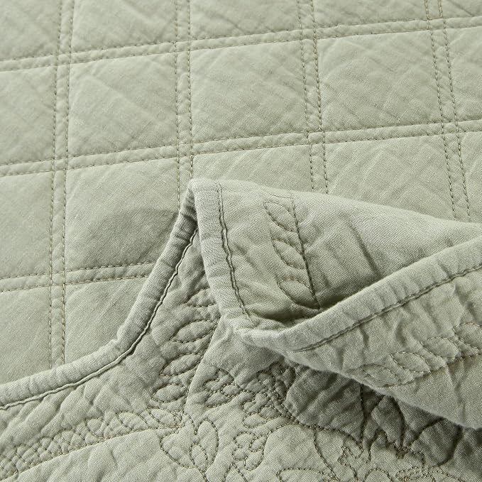 ROOMLIFE Quilt Set King Size 3D Floral Embroidery Pattern 3-Piece Cotton - Image 7