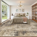 8x10 Area Rugs for Living Room, Abstract Large Washable Rug, Taupe | Soft Thin by Valenrug