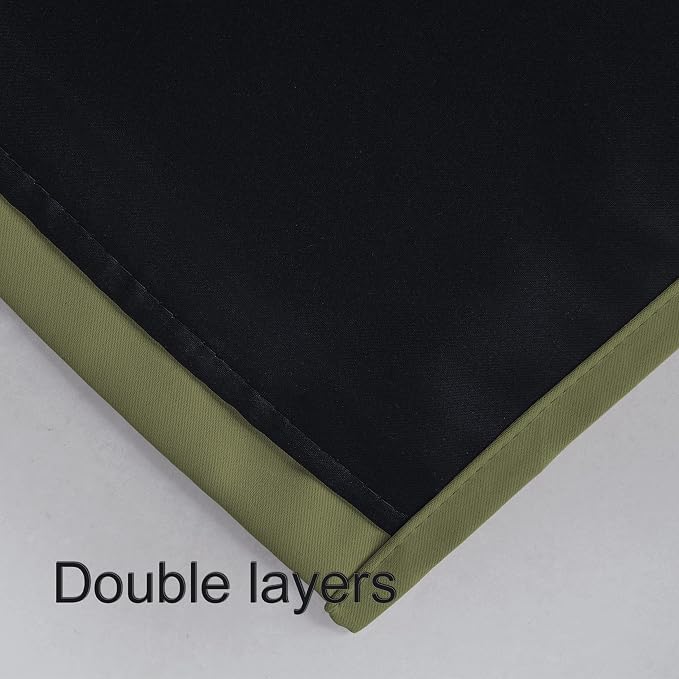 100% Blackout Curtains 52 x 84 Inch/Olive Green Curtains 2 Panels - Image 4