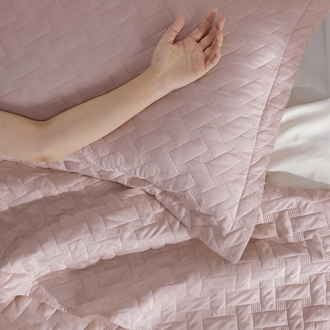 Bedsure Quilts Queen Size, Lightweight Comforter Set, Dusty Rose Bedspread | - Image 8