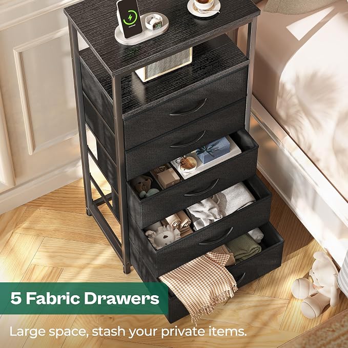 Huuger 5 Drawers Dresser with Charging Station, Dresser - Image 6