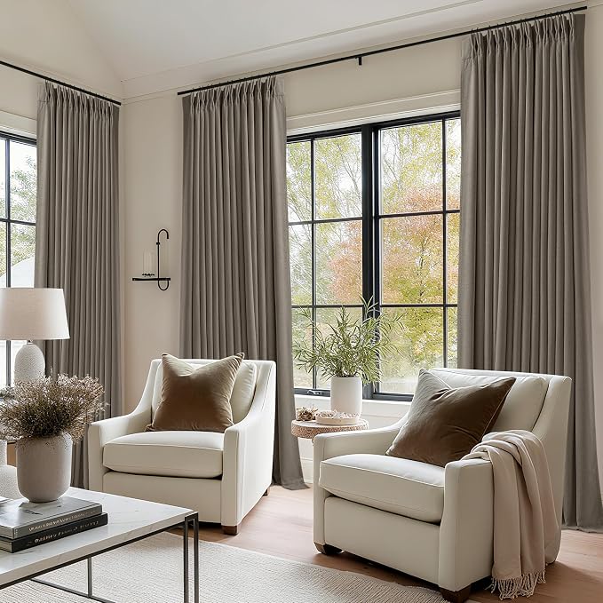 Flax Taupe Pinch Pleated Blackout Curtains 102 Inches Long - Image 8