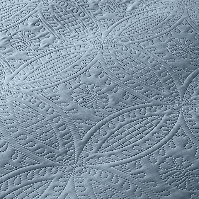 akkialla Dusty Blue Full/Queen Quilt Set, Ultrasonic Lightweight Bedspread - Image 7