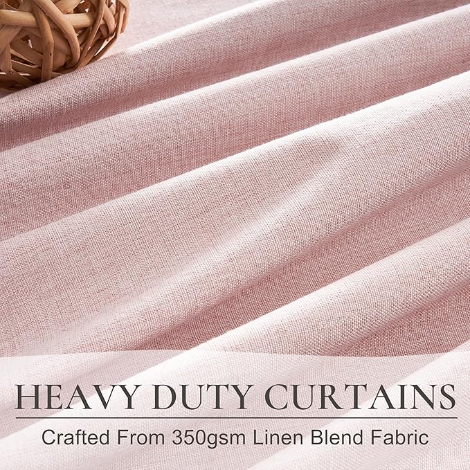Baby Pink 54 Inch Curtains for Girls Bedroom Room 2 Panel Sets, Cute Total - Image 4