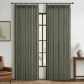 Blackout Extra Wide Pleated Linen Greenish Grey Curtains 84 Inches Long | by PleatedDrapes