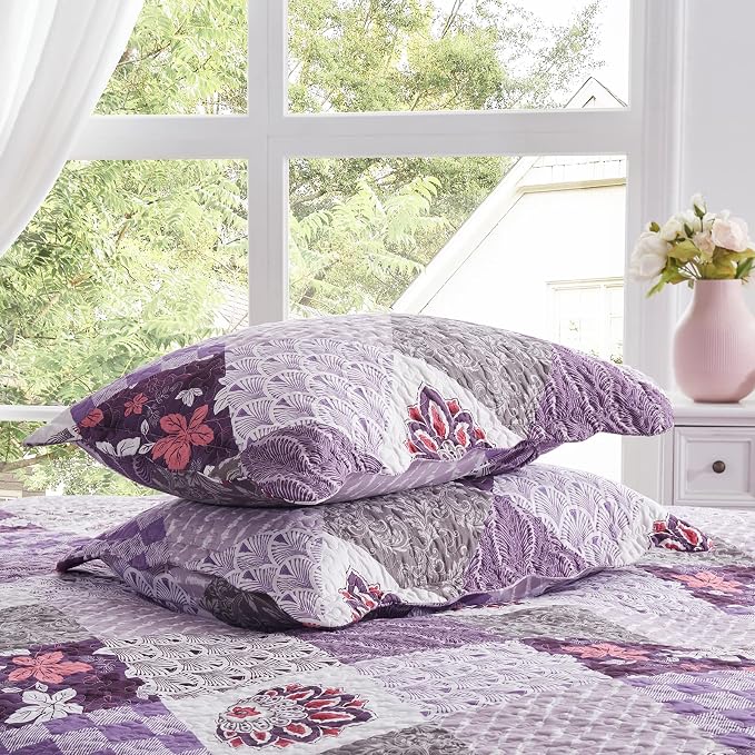 King Size Quilt Set 3 Pieces Lightweight Reversible Bedspread-98''x106'' Soft - Image 6