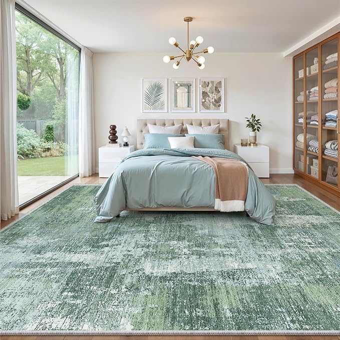 9x12 Area Rug, Abstract Washable Rugs - Image 3