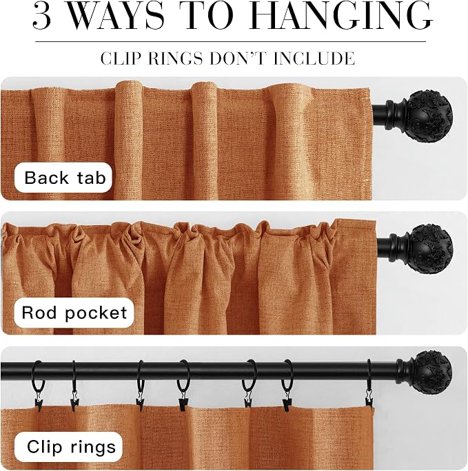 RYB HOME Burnt Orange Total Blackout Curtains 90 Inch Long - Image 7