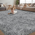 4x6 Area Rug for Living Room, Light Gray Fluffy Shag Non-Slip Bedroom Rugs | by Unknown