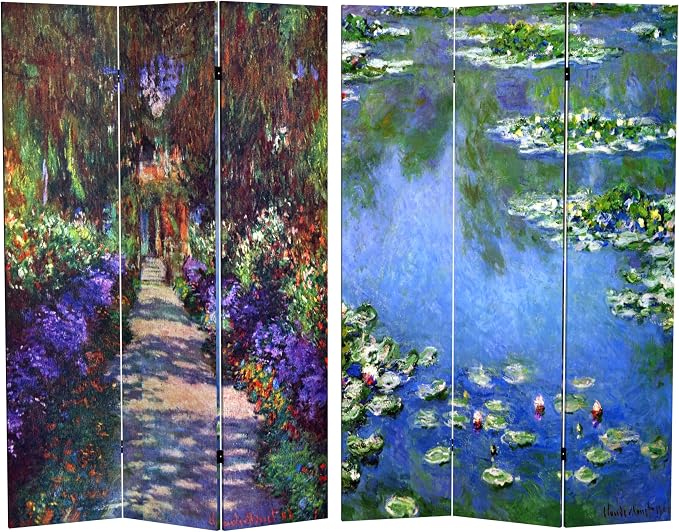 Red Lantern Double Sided Works of Monet Canvas Folding Screen by RedLantern