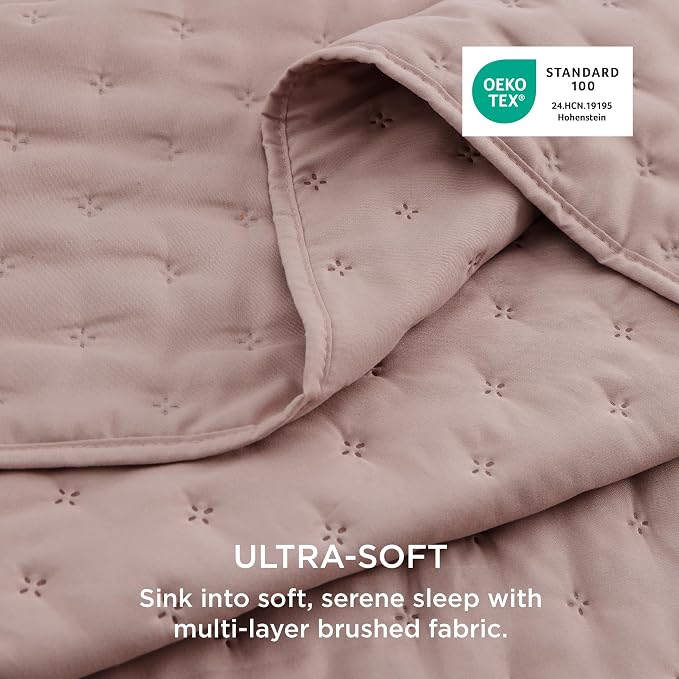 Bedsure Twin/Twin XL Quilt Bedspread, Lightweight Comforter, Dusty Rose | - Image 3