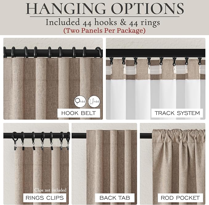 QJmydeco 70 Inch Extra Wide Dark Flax Blackout 96 Inches Long Linen Dining - Image 4
