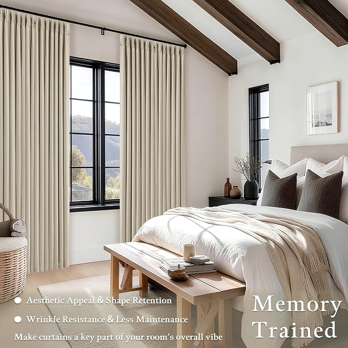 112 Inch Linen Blackout Curtains Pinch Pleated - Image 6