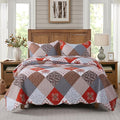 Floral Printed Quilt Sets 3-Piece Super Soft Lightweight Queen Size Bedspread by Travan