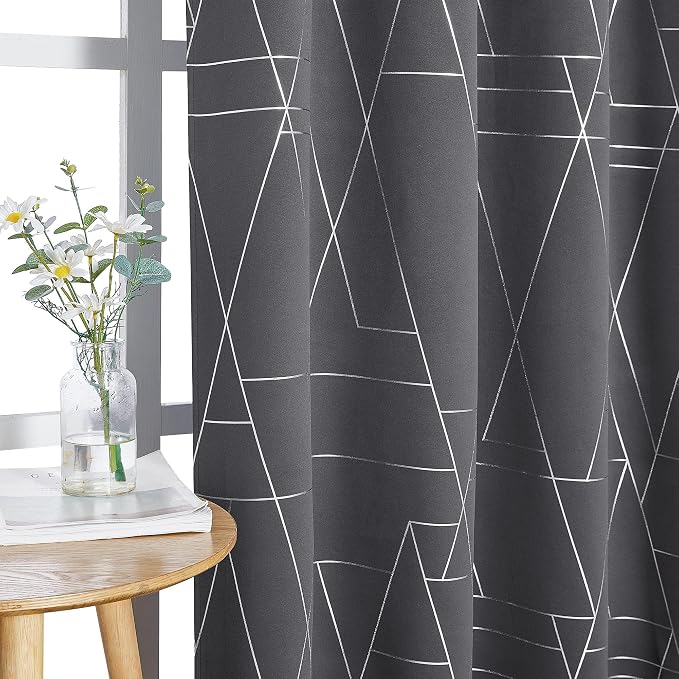 NICETOWN Blackout Curtains for Bedroom, Triangles Abstract Lines Geometric - Image 4