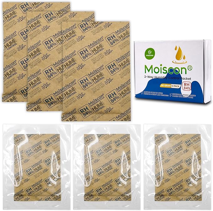 Wisesorb 84% Two-Way Humidity Control Packs for Storing 1 lb – Size 60 – 50 Pack – Seasoning Packets Moisture Control Packets Individually Wrapped, Humidifier Packs for Season Wood Humidifier Boxes