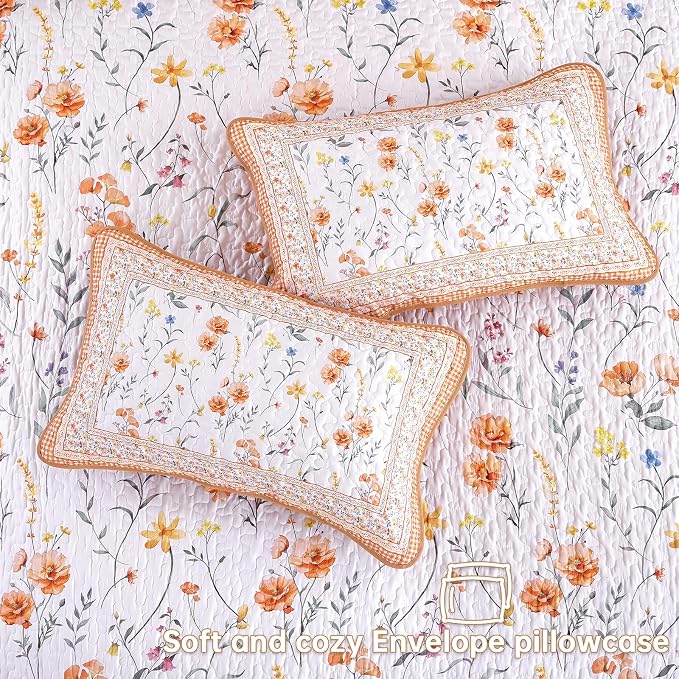 WONGS BEDDING Fall Quilt Set Queen, Microfiber Lightweight Farmhouse Bed Quilt - Image 6