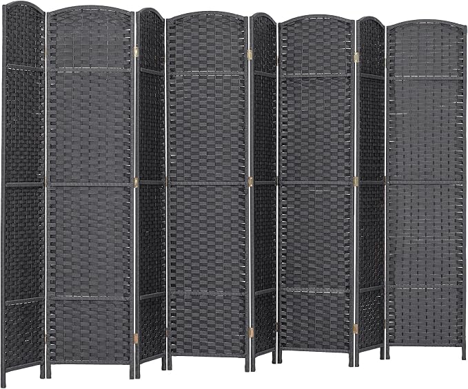 HOMCOM Room Divider 8 Panel Folding Privacy Screen 5.6' Tall Charcoal Gray | by HOMCOM