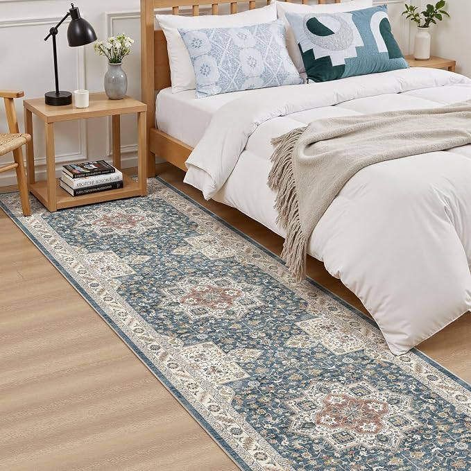 cotiled 2x6 Hallway Runner Rug for Entryway, Non-Slip Vintage, Vintage Blue | - Image 3