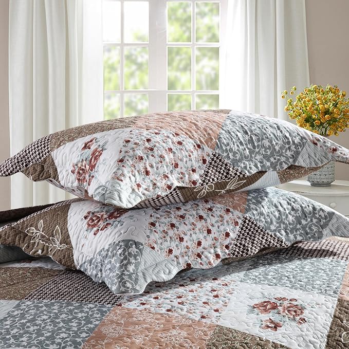 Etwel Lightweight Patchwork King Size Quilt Set - Image 7