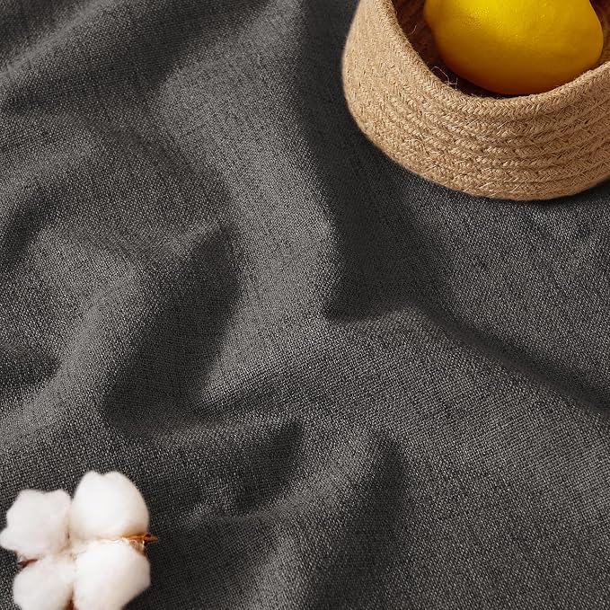 RYB HOME Pinch Pleated Back Tab Curtains Linen Textured 100% Blackout Curtains - Image 8