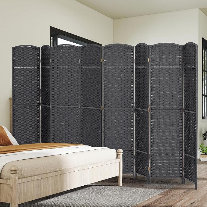 HOMCOM Room Divider 8 Panel Folding Privacy Screen 5.6' Tall Charcoal Gray | - Image 8