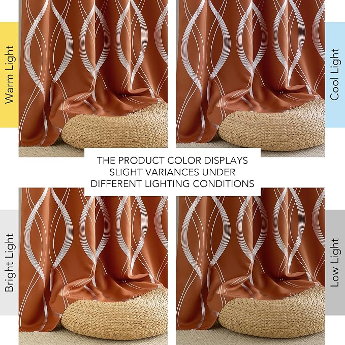 NICETOWN Burnt Orange Fall Blackout Curtain Panels - Image 7