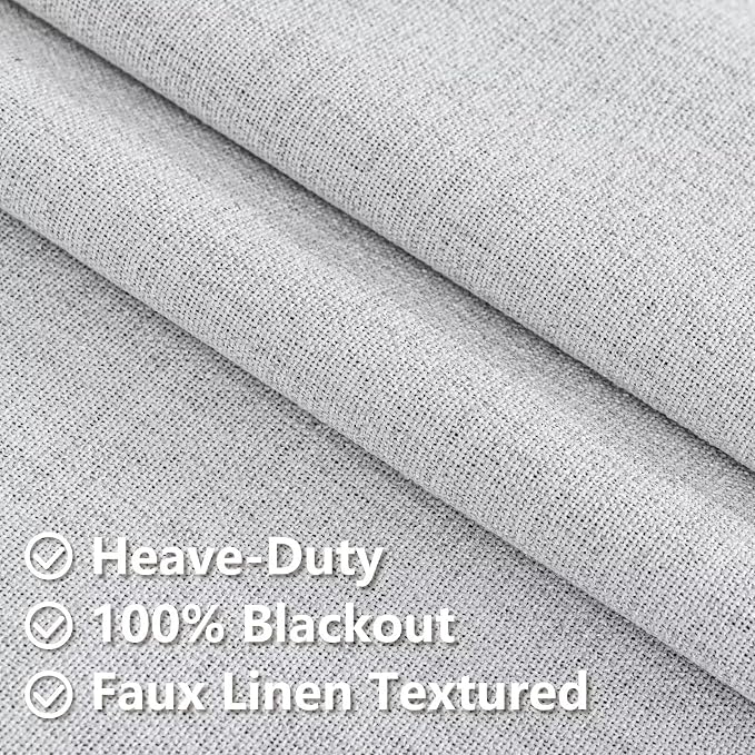 100% Blackout Curtains 84 inch Length 2 Panels Faux Linen Long Drapes - Image 4